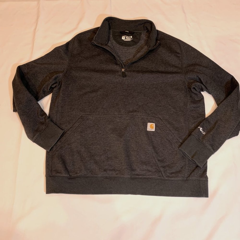 Mens Carhartt Quarter Zip Relaxed Fit - Force Grey Sweater